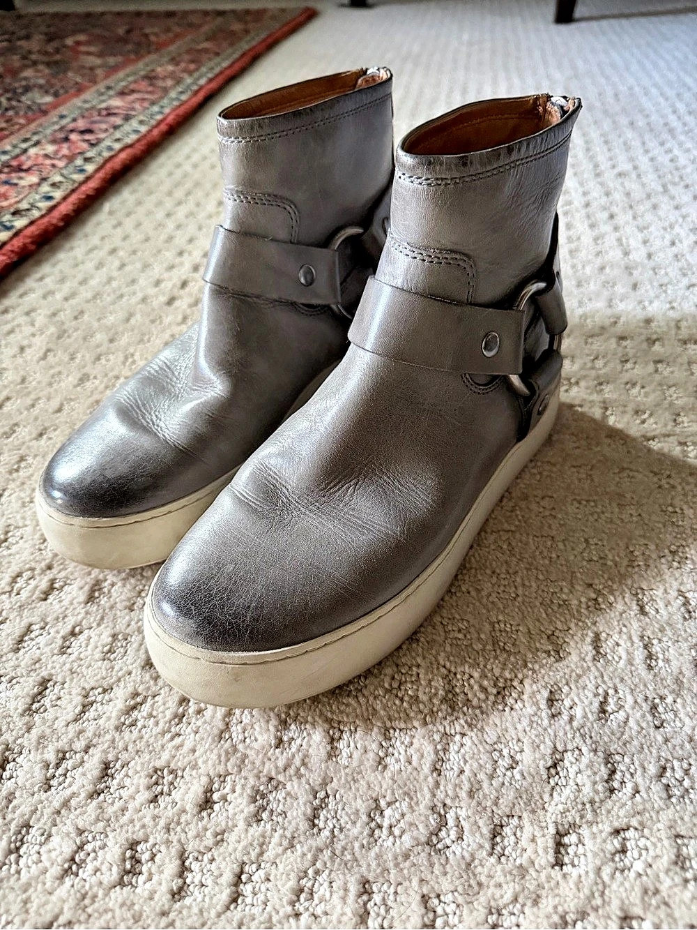 Frye Lena Harness Bootie Gray Ankle Boots